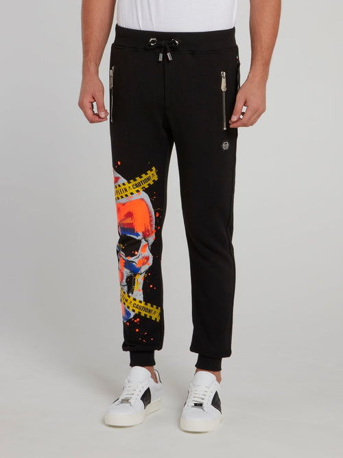 Painted Skull Tape Logo Track Pants