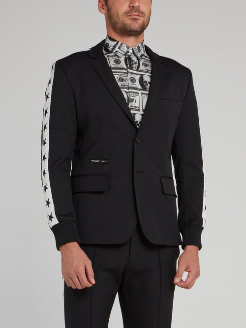 Black Side Stripe Stars Blazer