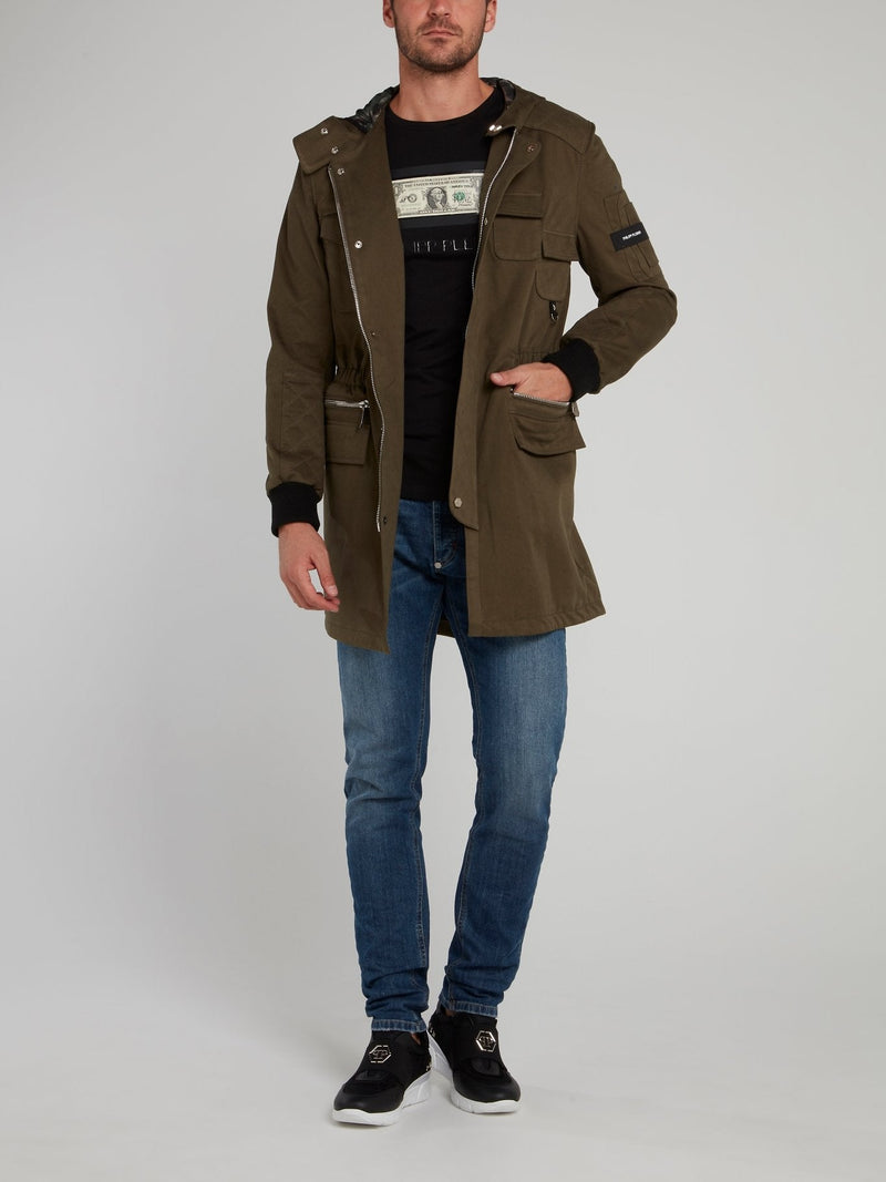 Olive Belted Hooded Parka