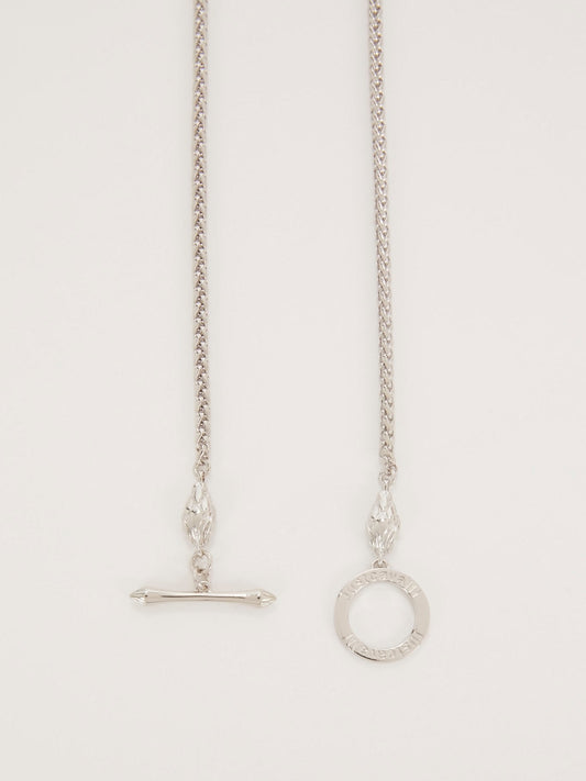 Silver Chain Tassle Toggle Clasp Necklace