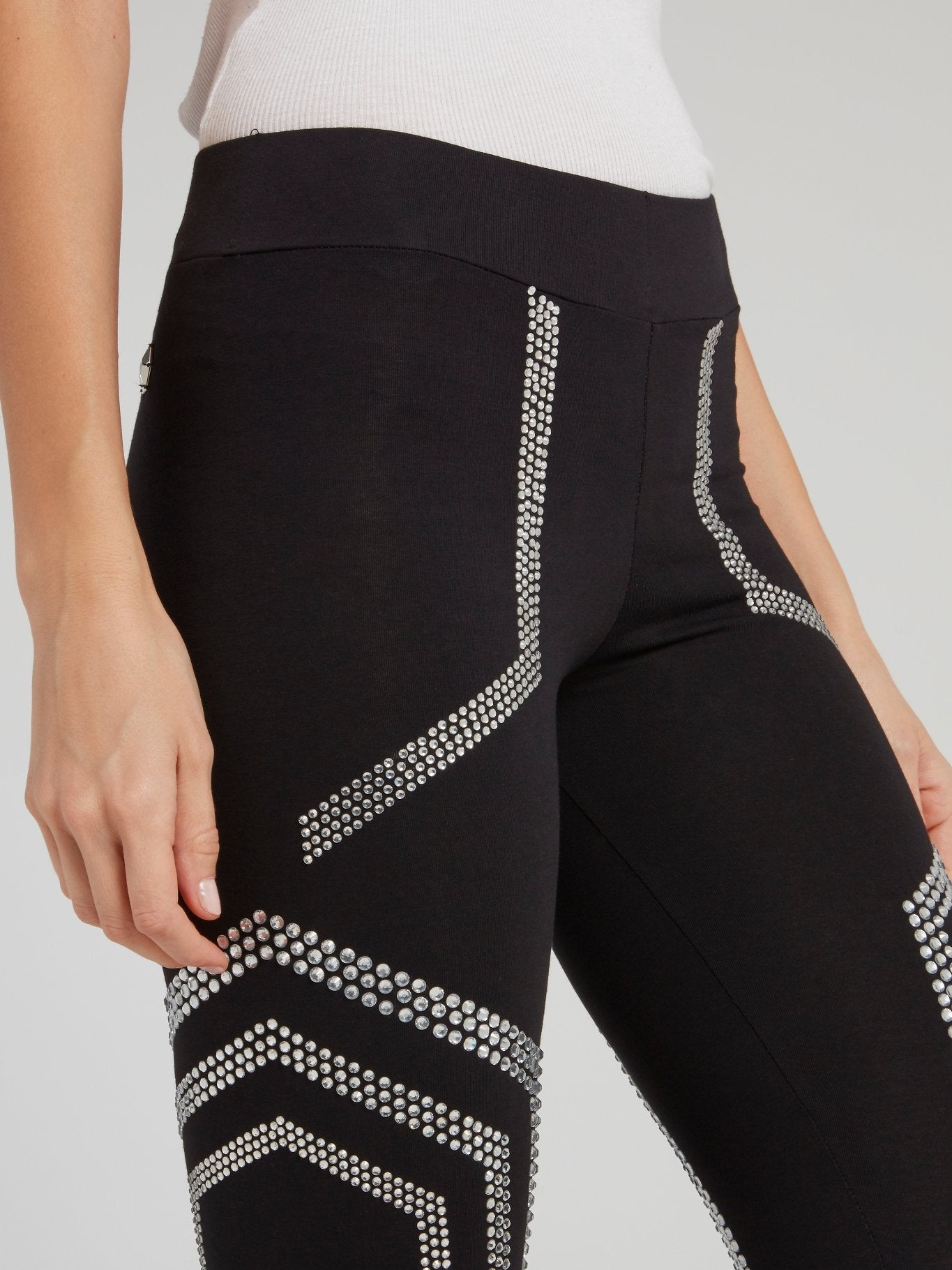 Black Studded Geometric Leggings