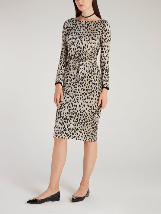 Leopard Print Belted Mini Dress