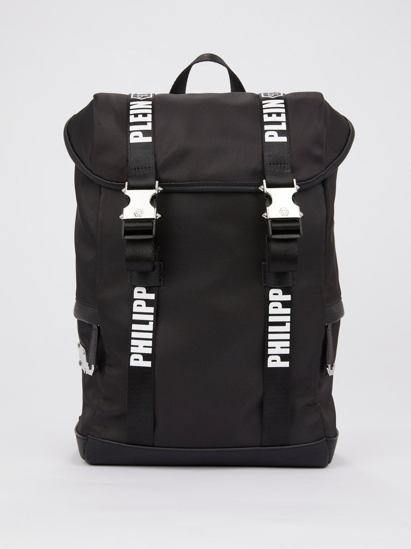 Black Logo Strap Buckle Rucksack