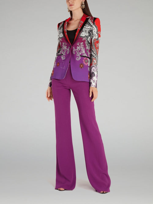 Purple Crepe Flared Pants