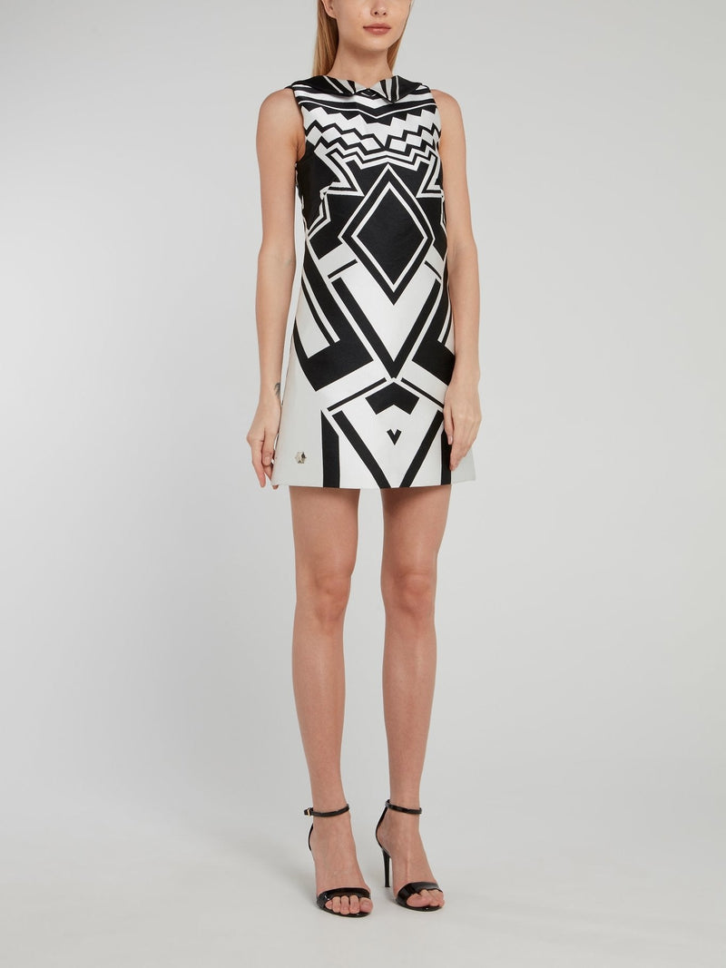 Geometric Open Back Shift Dress