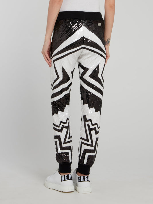 Full Sequined Geometric Track Pants