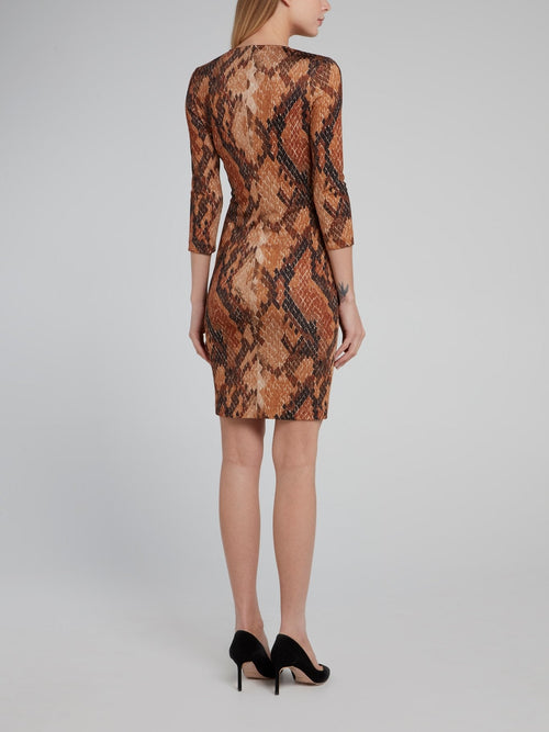 Snake Effect Three Quarter Sleeve Dress