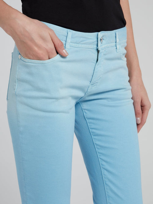 Blue Detailed Pocket Skinny Jeans