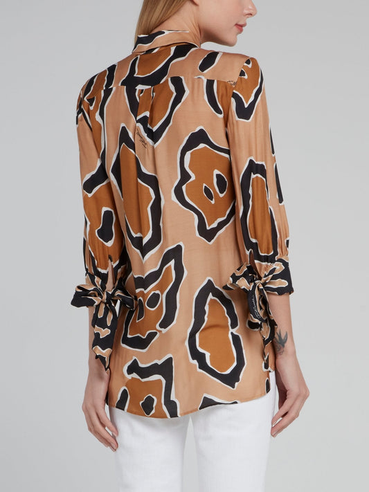 Brown Leopard Effect Viscose Shirt