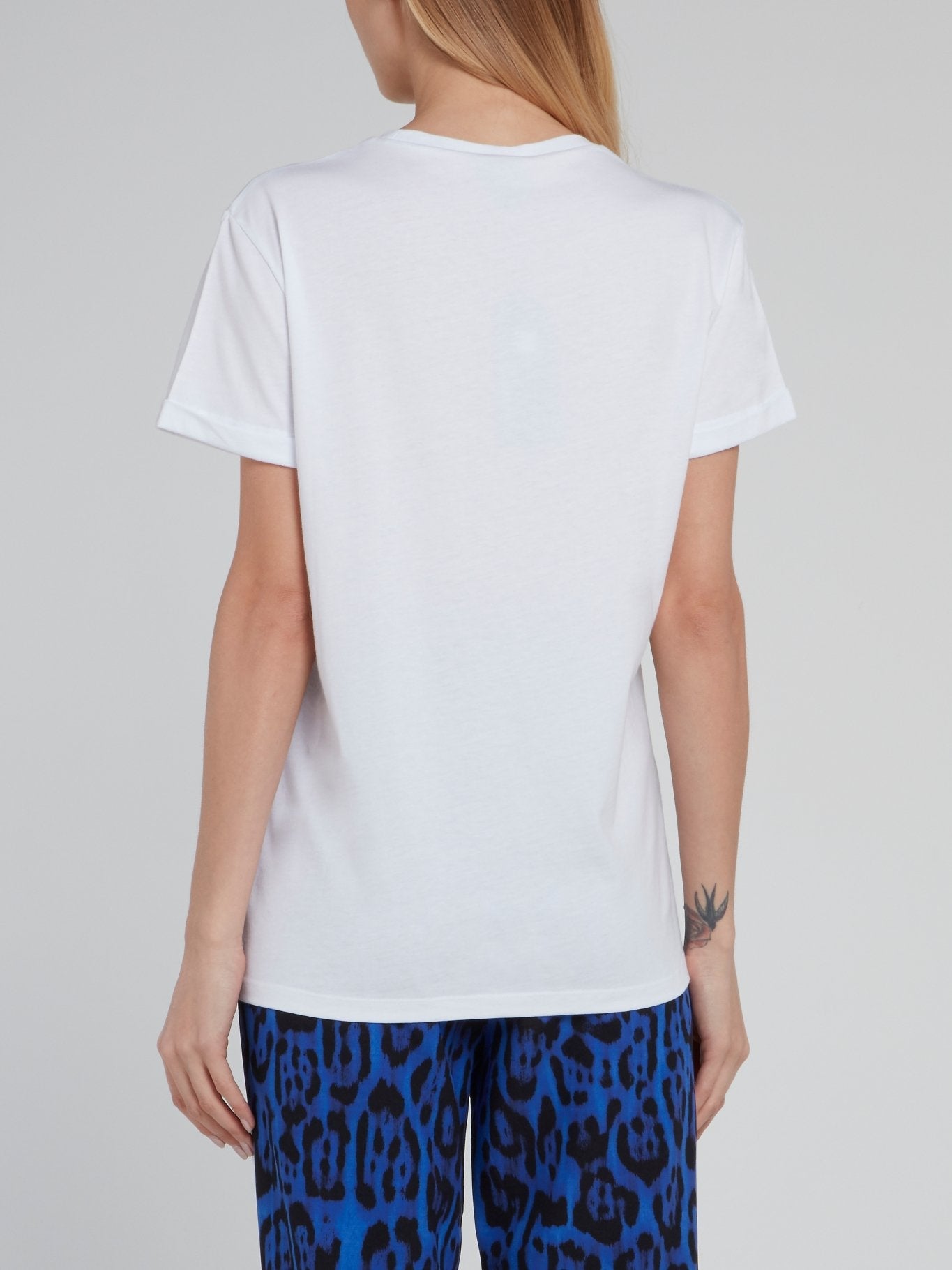 White Sculpture Print Crewneck T-Shirt