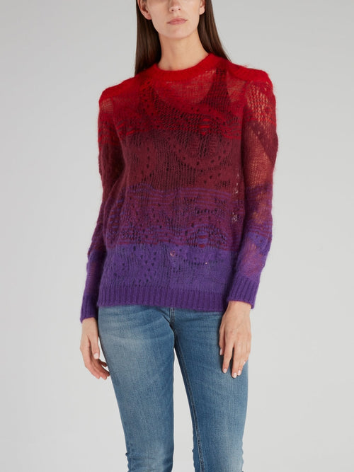 Red Cold Shoulder Knitted Sweater