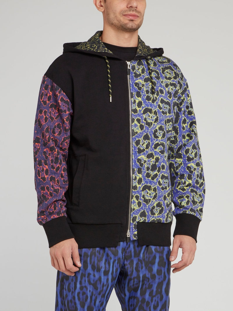 Multicoloured Leopard Print Zip Up Jacket