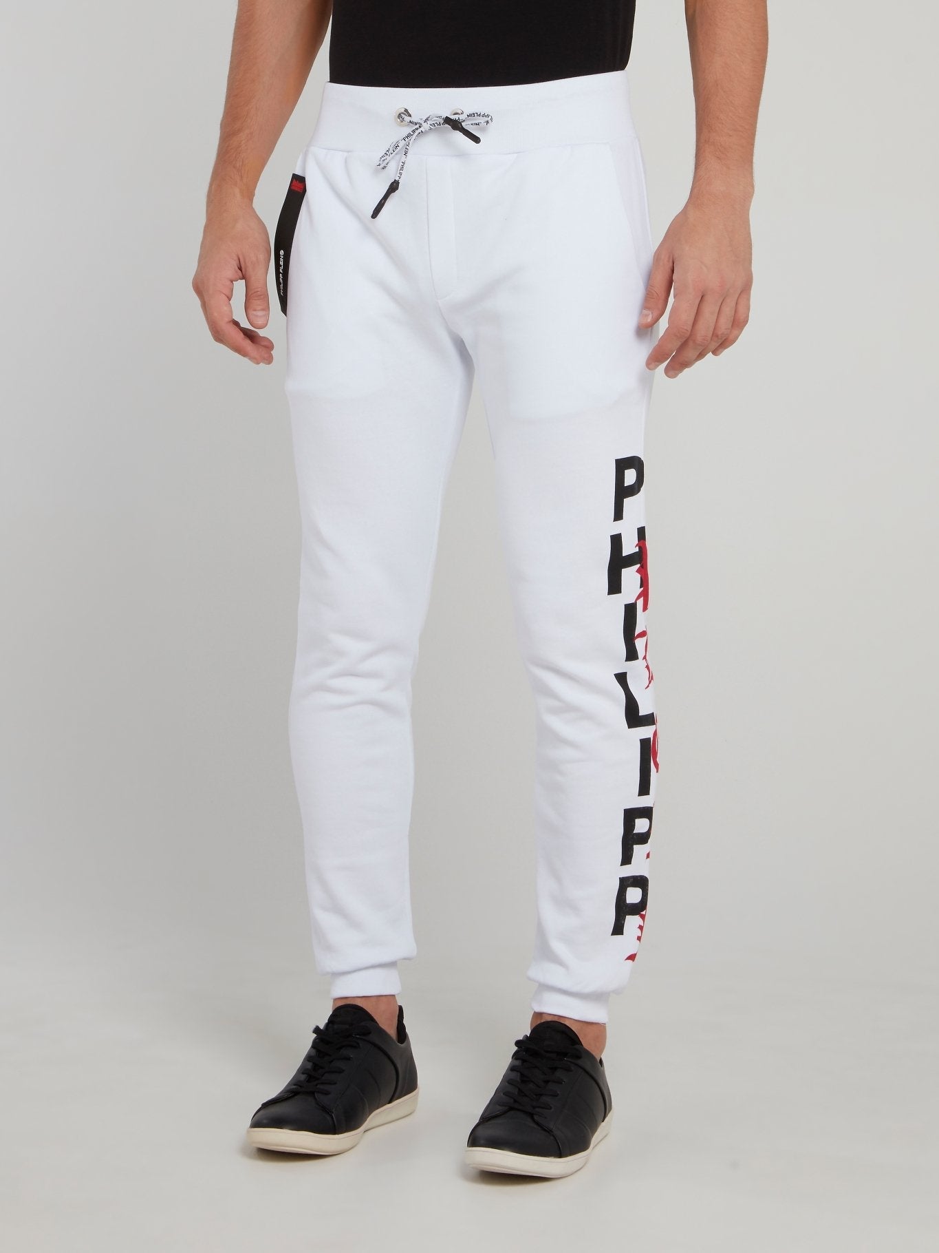 White Logo Slim Fit Jogging Trousers