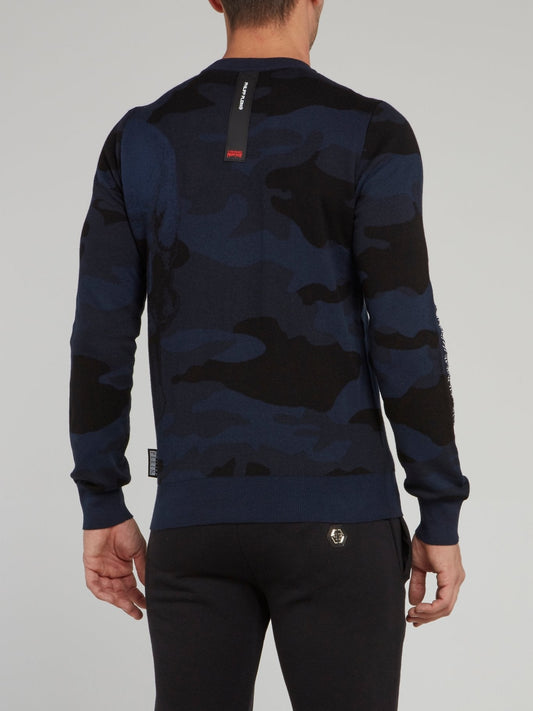 Navy Camo Crewneck Pullover