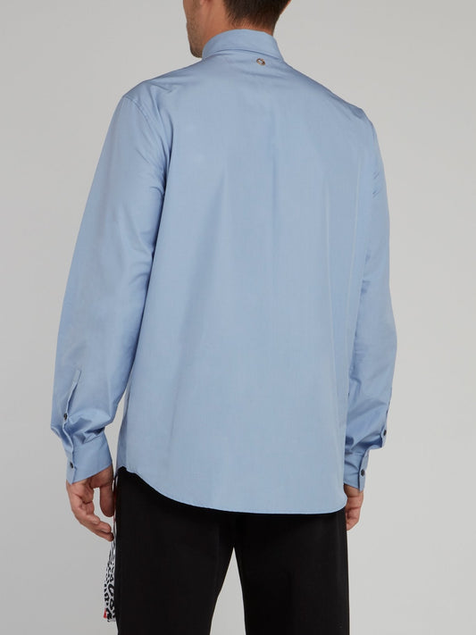 Blue Graphic Print Long Sleeve Shirt