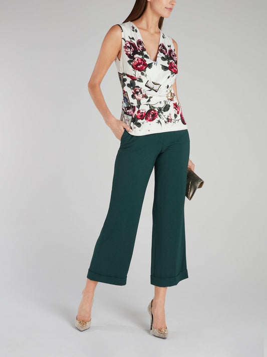 Green Flared Culottes