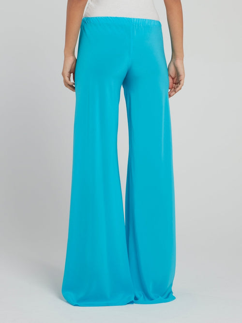 Aqua Tie Front Palazzo Pants