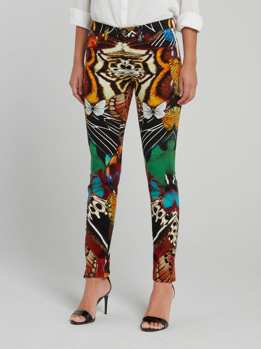 Butterfly Print Skinny Pants