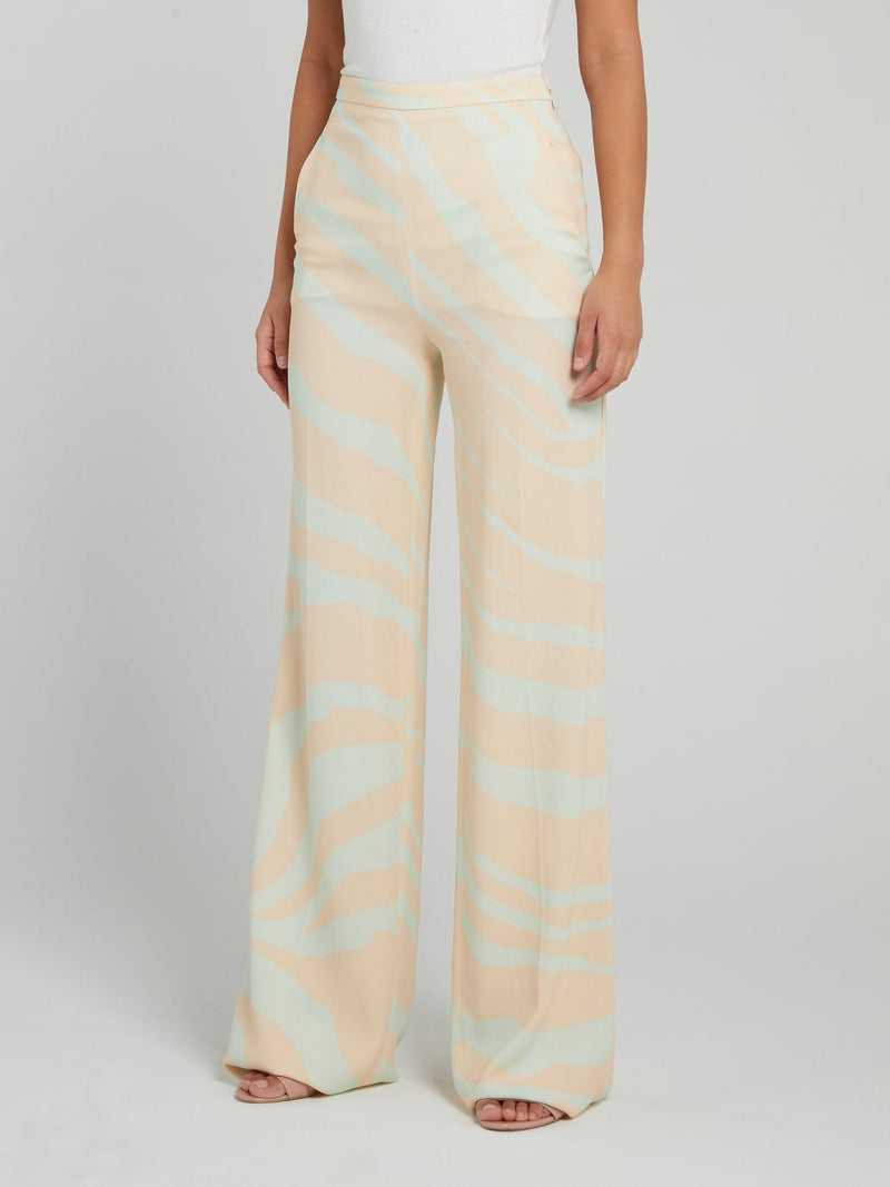 Zebra Pattern High Waist Palazzo Pants