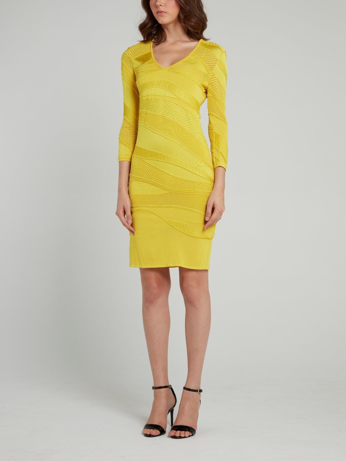 Chartreuse Lace Panel Sheath Dress