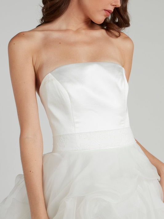 White Frill A-Line Bridal Gown