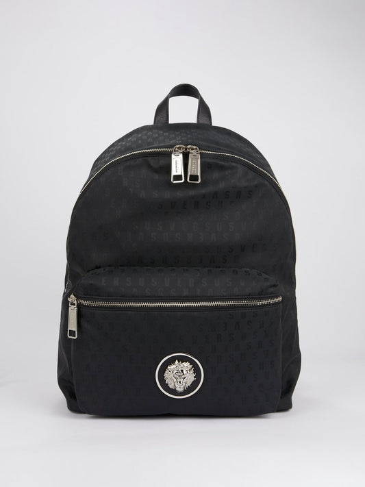 Black Logo Print Backpack