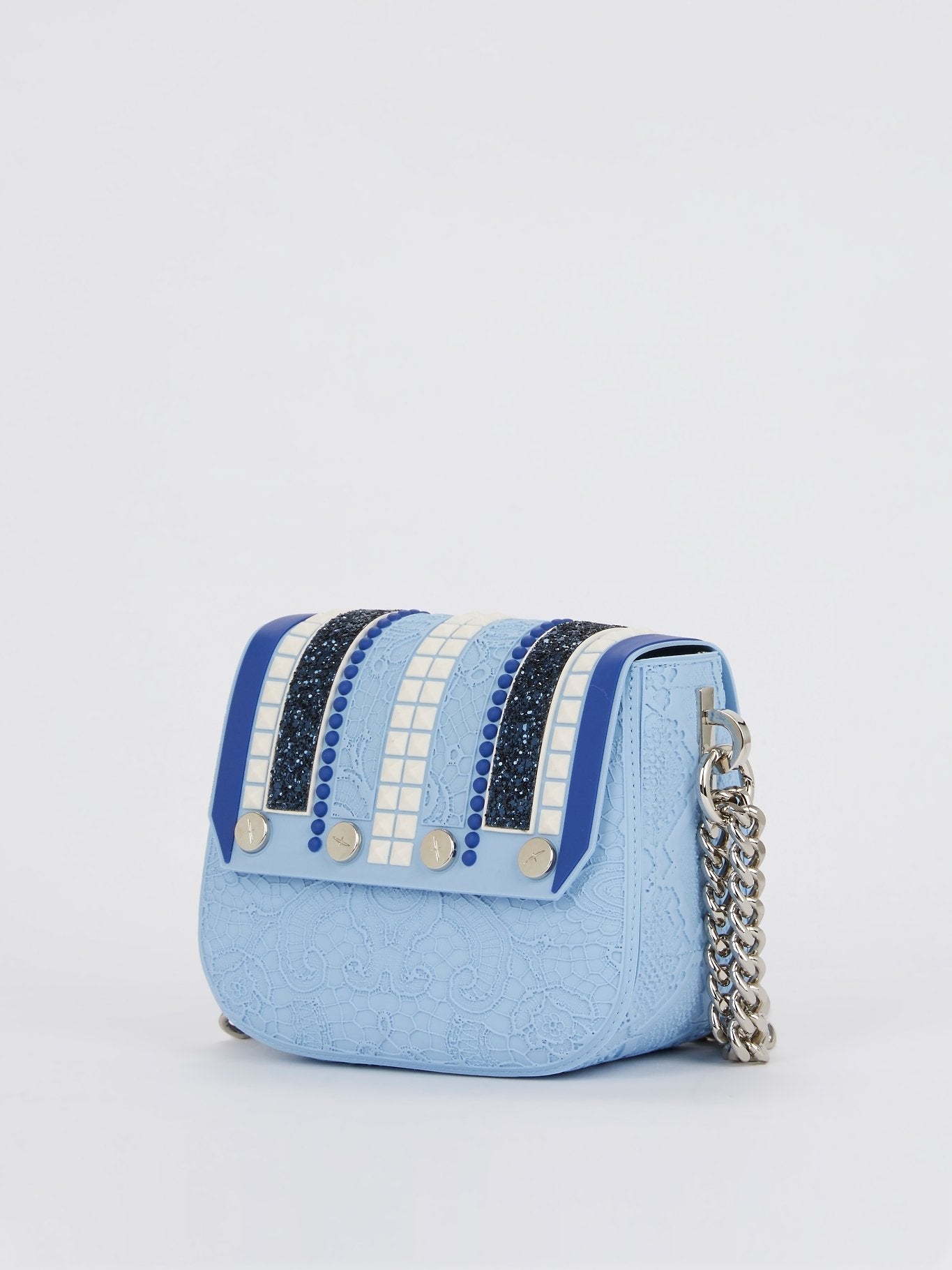 Blue Mini Dafne Studs Shoulder Bag