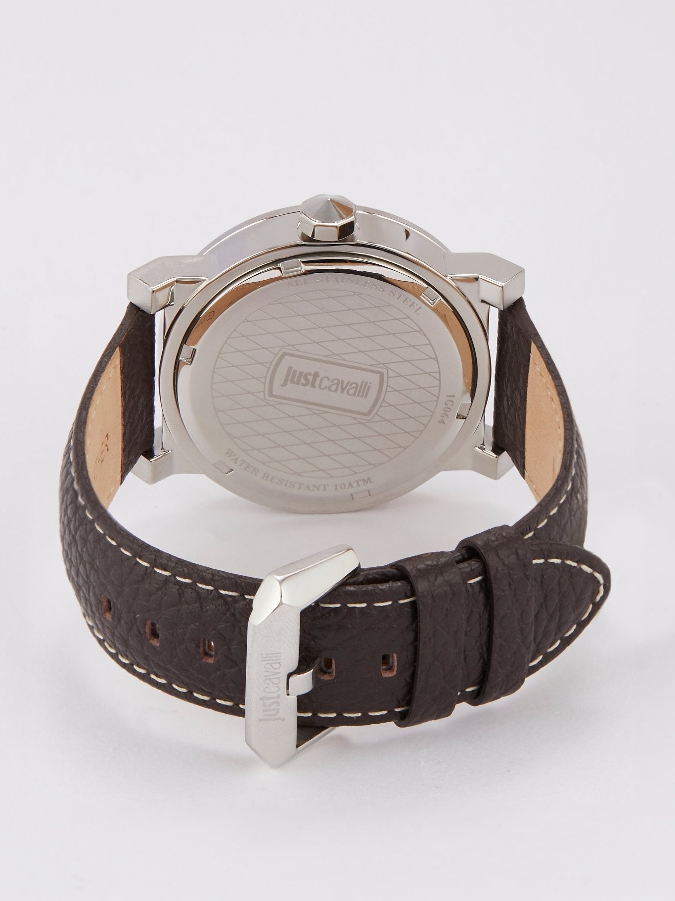 White Dial with Brown Leather Strap Logo Watch