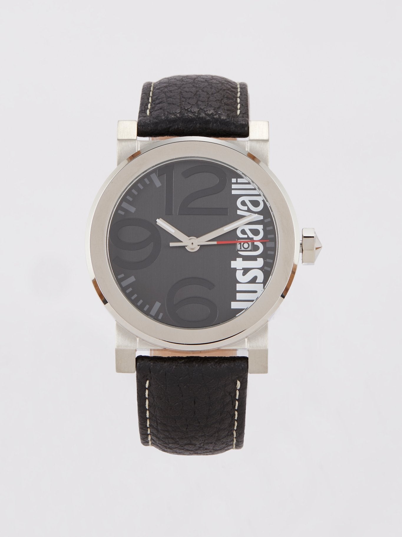 Black Leather Strap Logo Watch