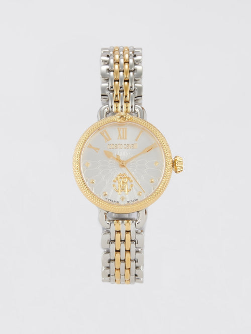 Roberto Cavalli by Franck Muller Pearl Logo Two Tone Watch