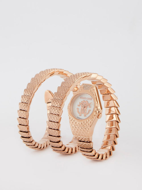 Roberto Cavalli by Franck Muller Rose Gold Snake Spiral Bracelet Watch