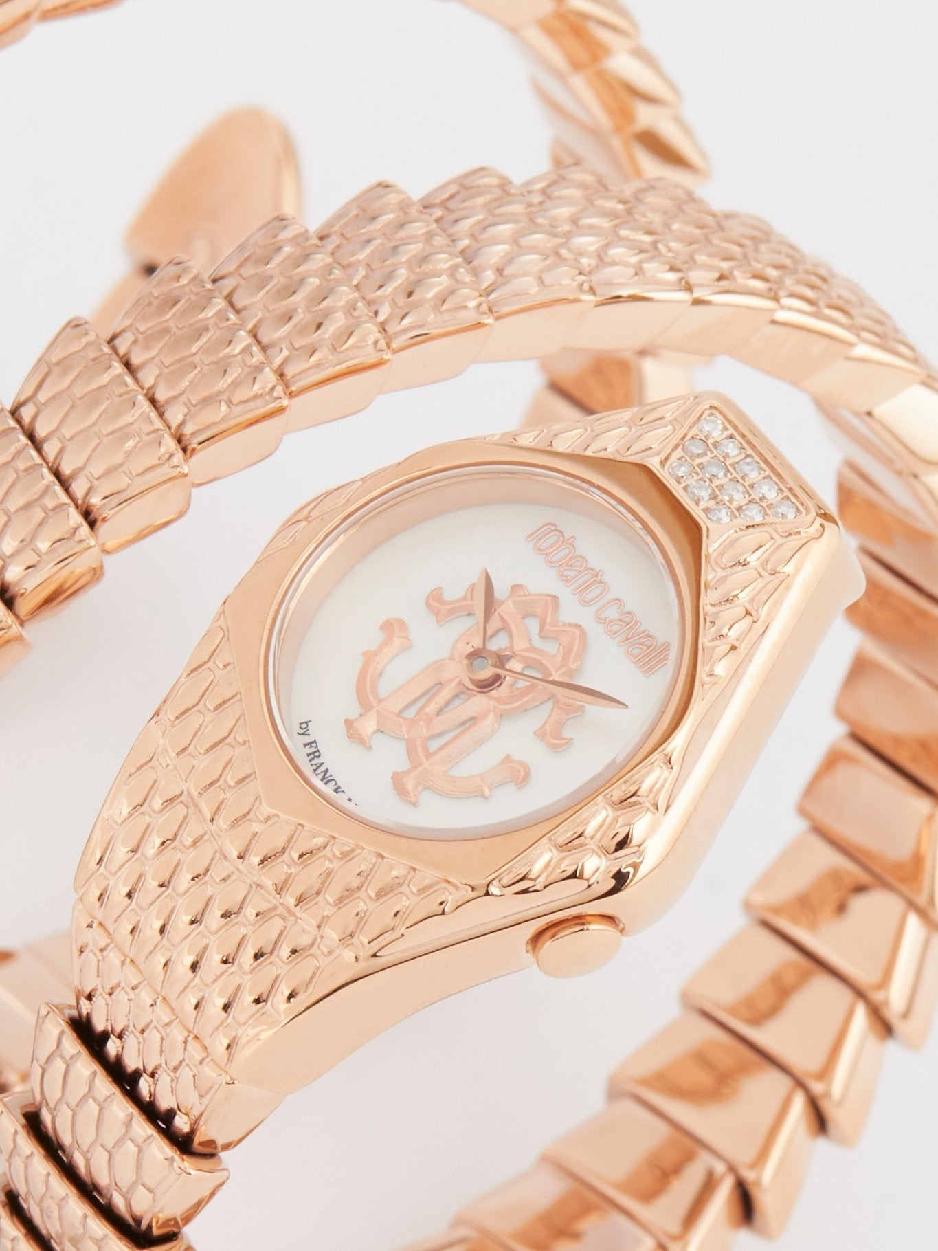 Roberto Cavalli by Franck Muller Rose Gold Snake Spiral Bracelet Watch