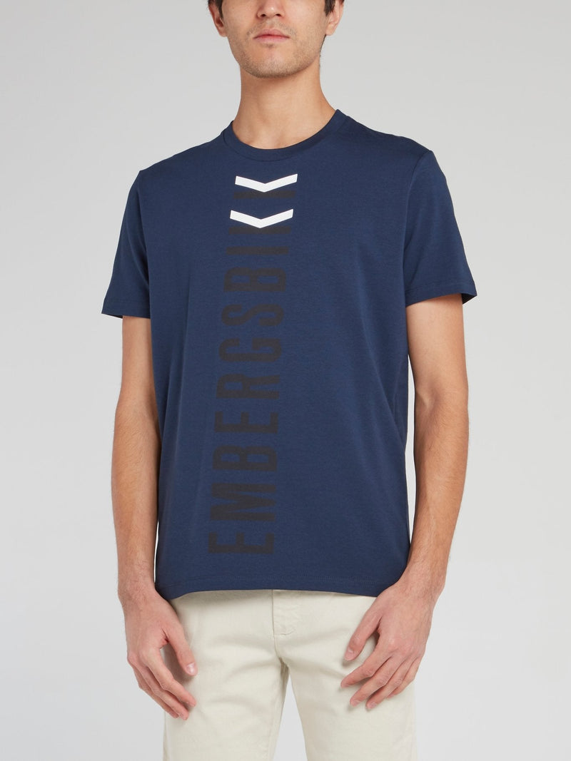 Navy Vertical Logo T-Shirt