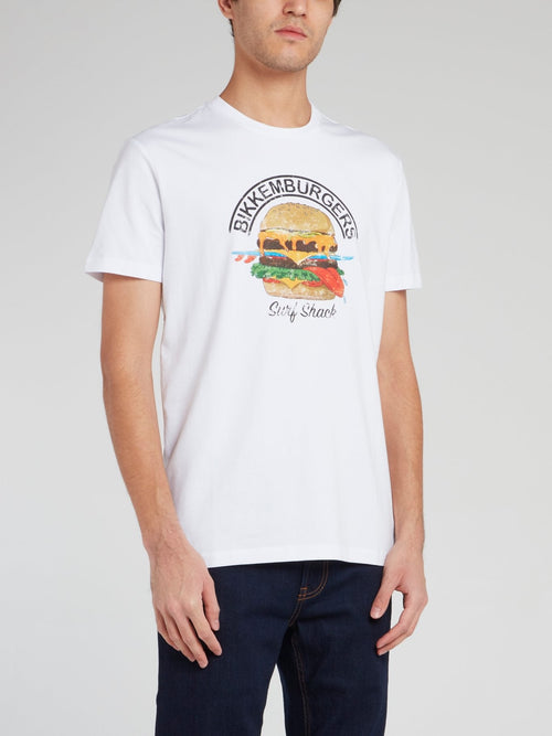 White Food Print T-Shirt