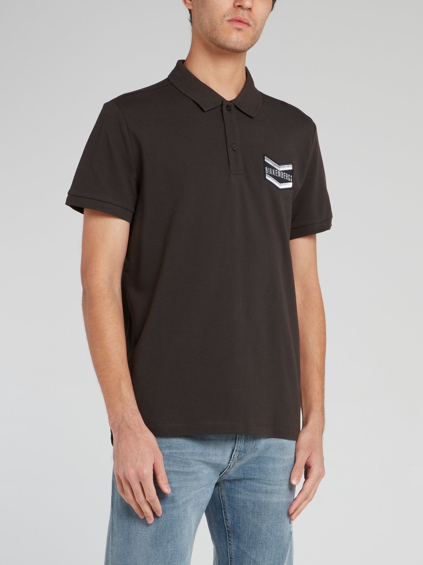 Black Logo Embroidered Cotton Polo Shirt