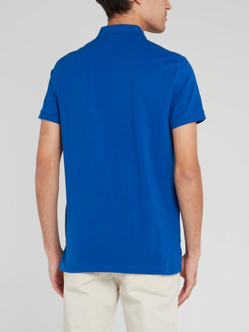 Blue Logo Cotton Polo Shirt