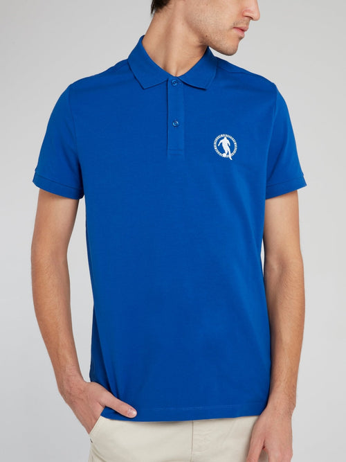 Blue Logo Cotton Polo Shirt