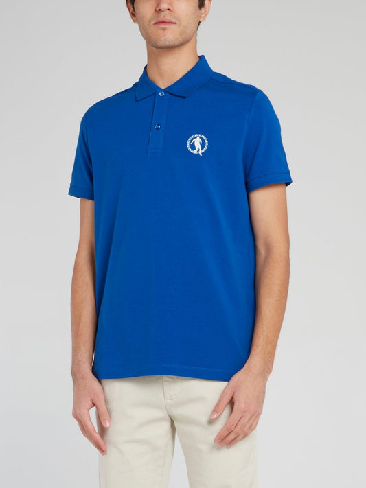 Blue Logo Cotton Polo Shirt