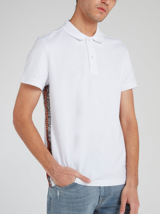 White Side Stripe Logo Polo Shirt