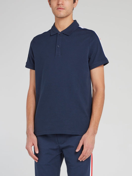 Navy Shoulder Stripe Polo Shirt