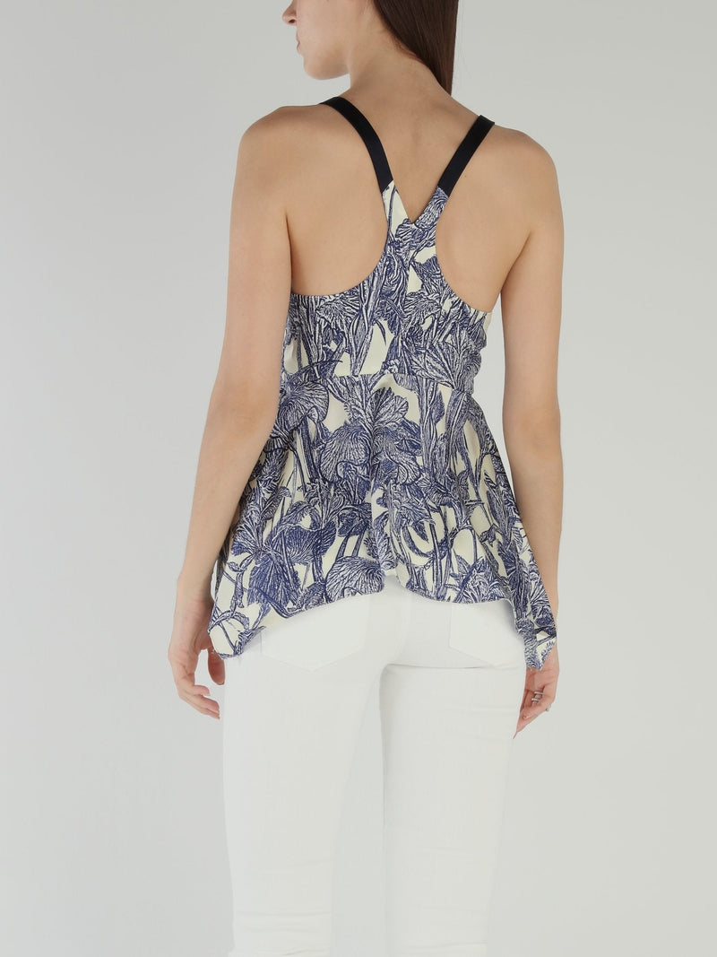 Tropical Print Flared Top