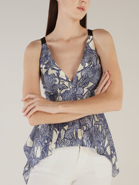 Tropical Print Flared Top