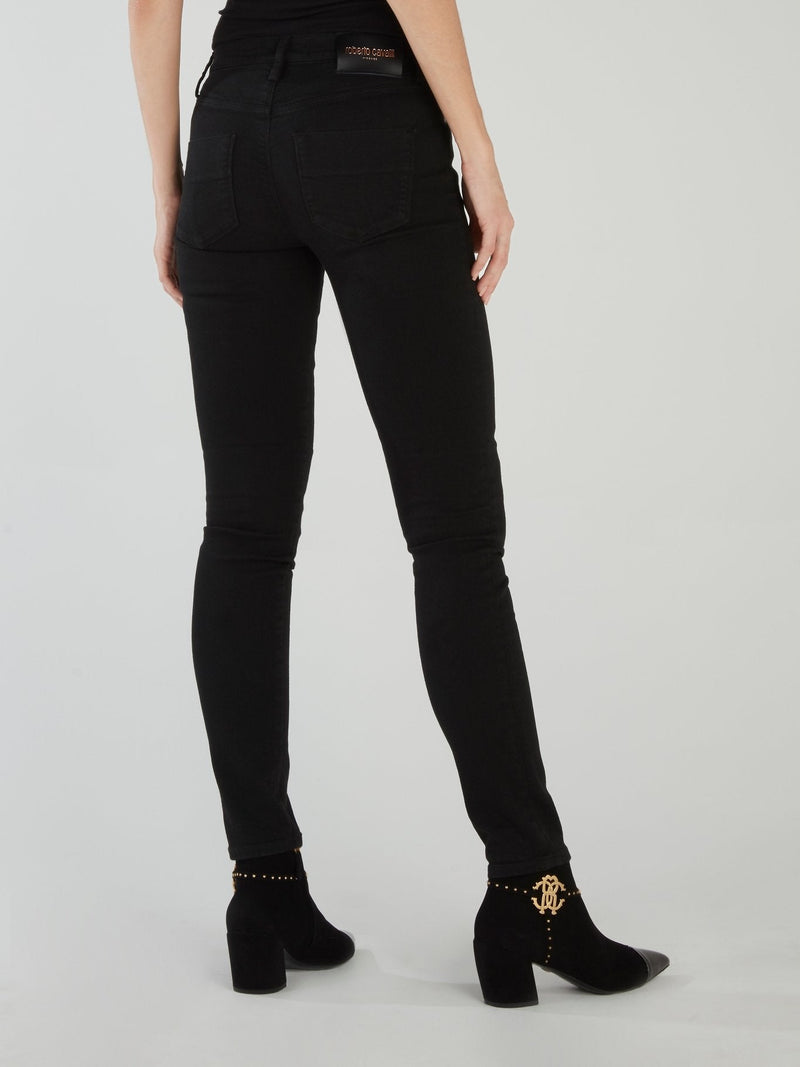 Black Cotton Skinny Jeans