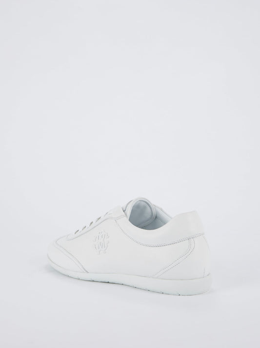 White Low Top Logo Sneakers