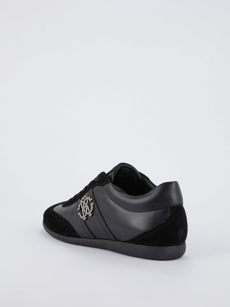 Black Suede Panel Leather Sneakers