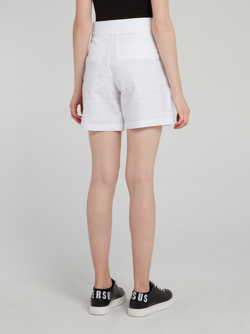 White Tie Front Detail Shorts