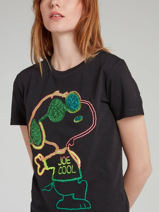 Sequin Embellished Snoopy T-Shirt