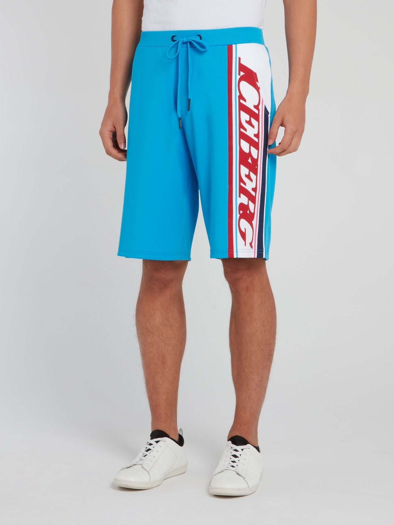 Blue Logo Stripe Drawstring Shorts