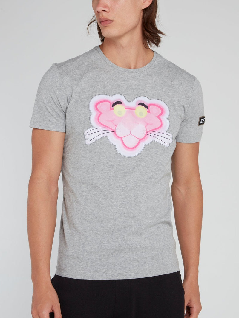 Pink Panther Grey Crewneck T-Shirt