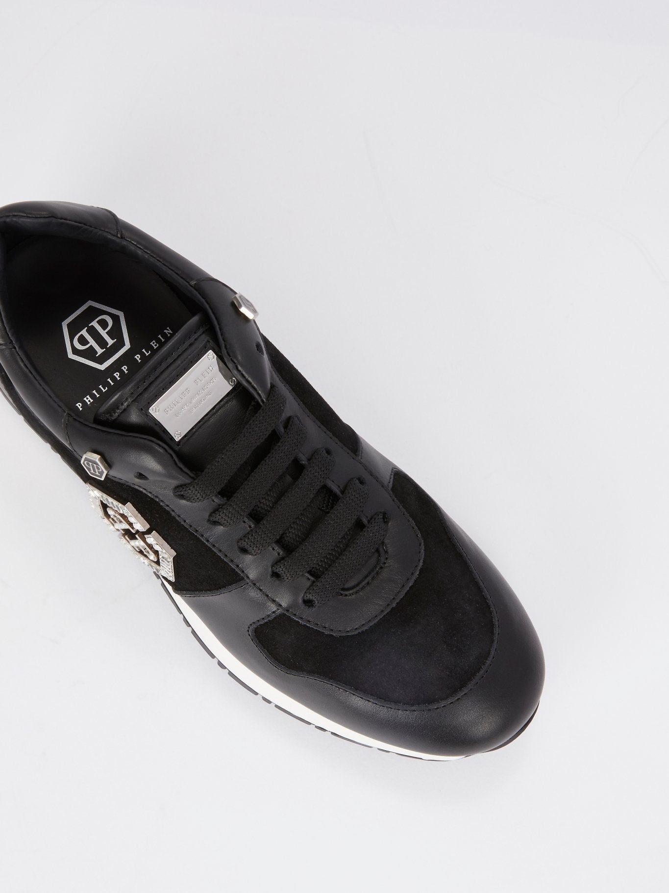 Crystal Logo Suede Panel Sneakers